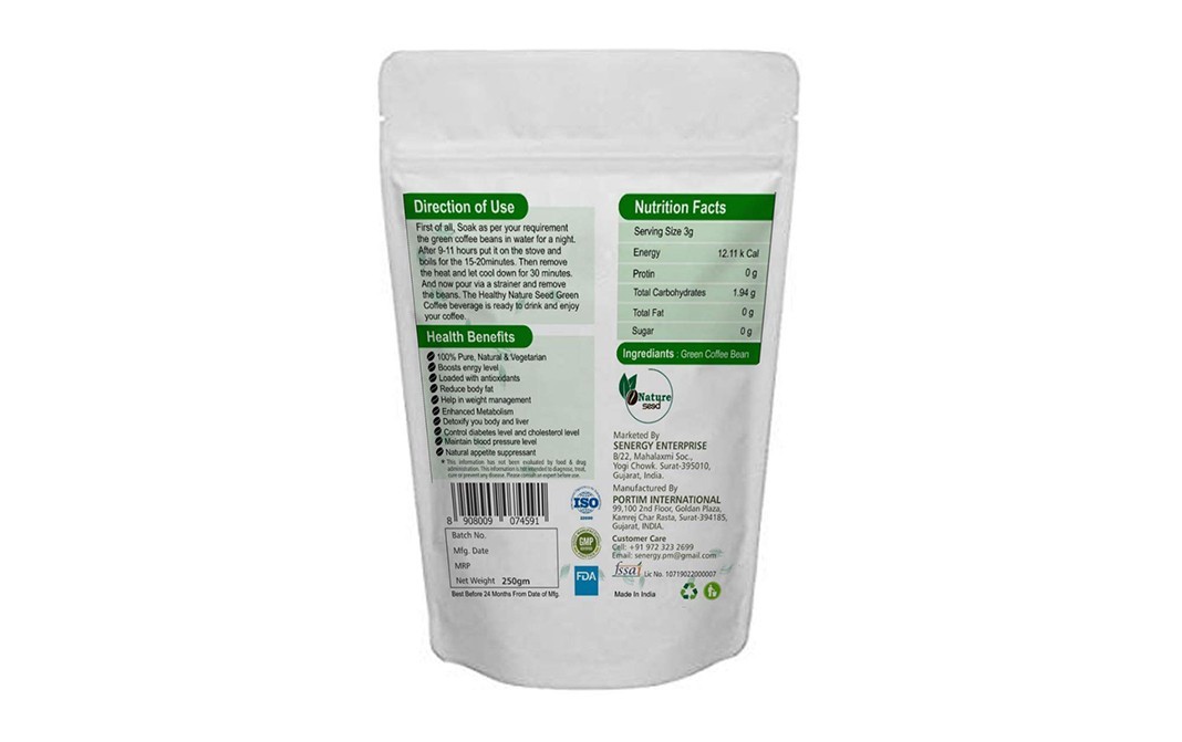 Nature Seed Green Coffee Beans    Pack  250 grams